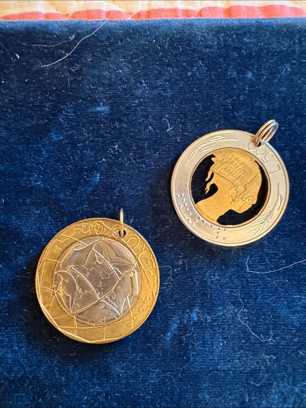 Italian Coin Pendant Necklace Charms set of two - Picture 2 of 2